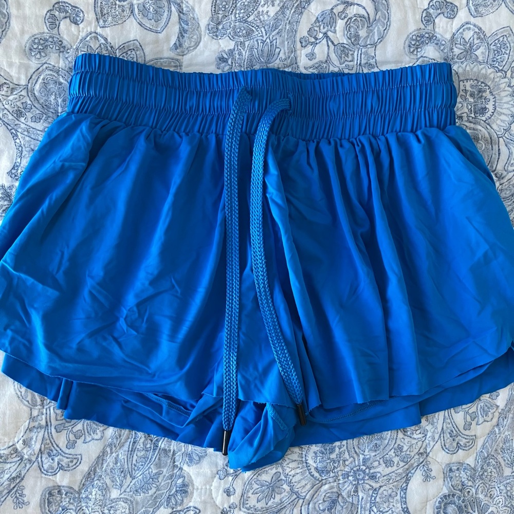 Women’s Royal Blue Athletic Drawstring Skort-Style Shorts